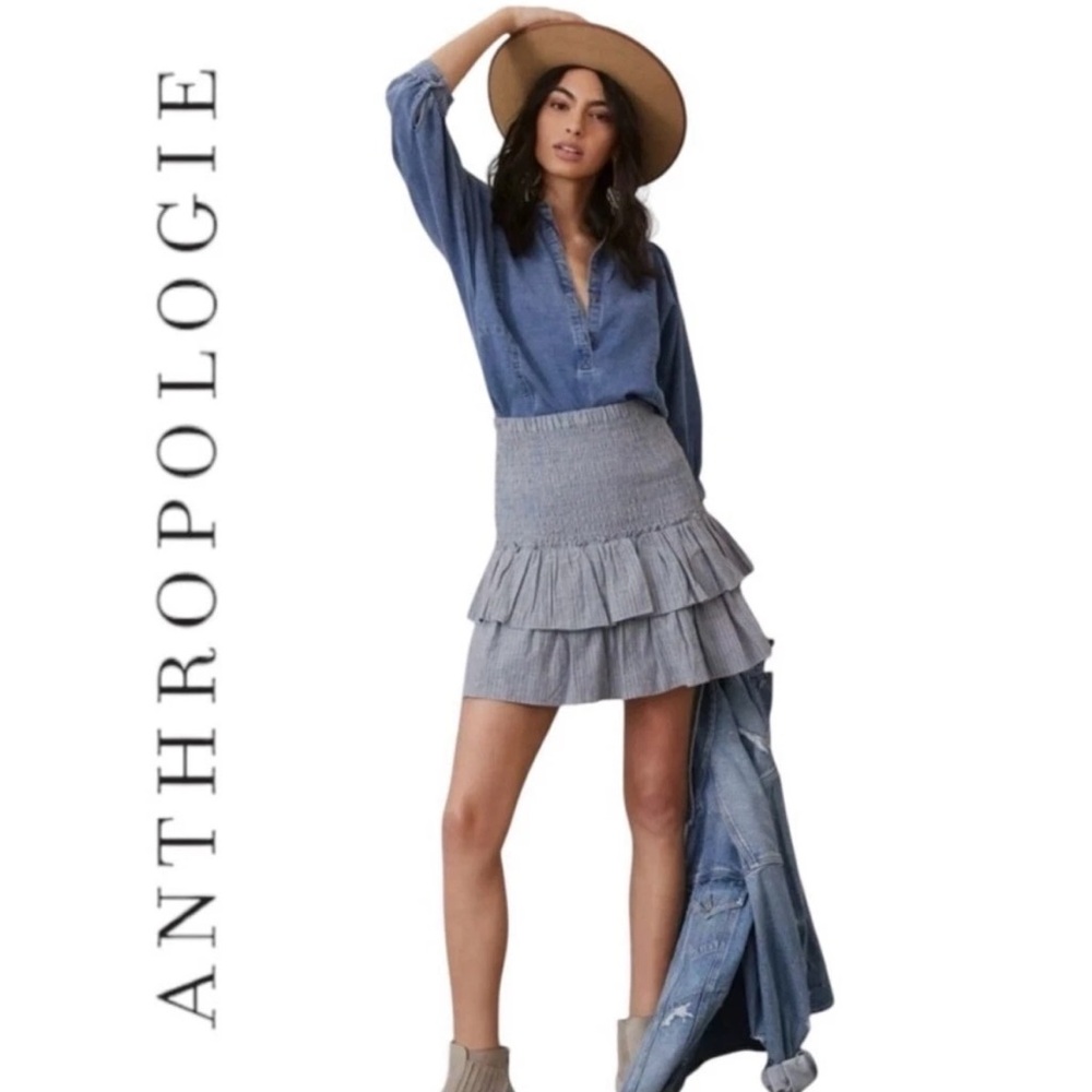 Anthropologie Blue Dolan left coast Tiered Skirt